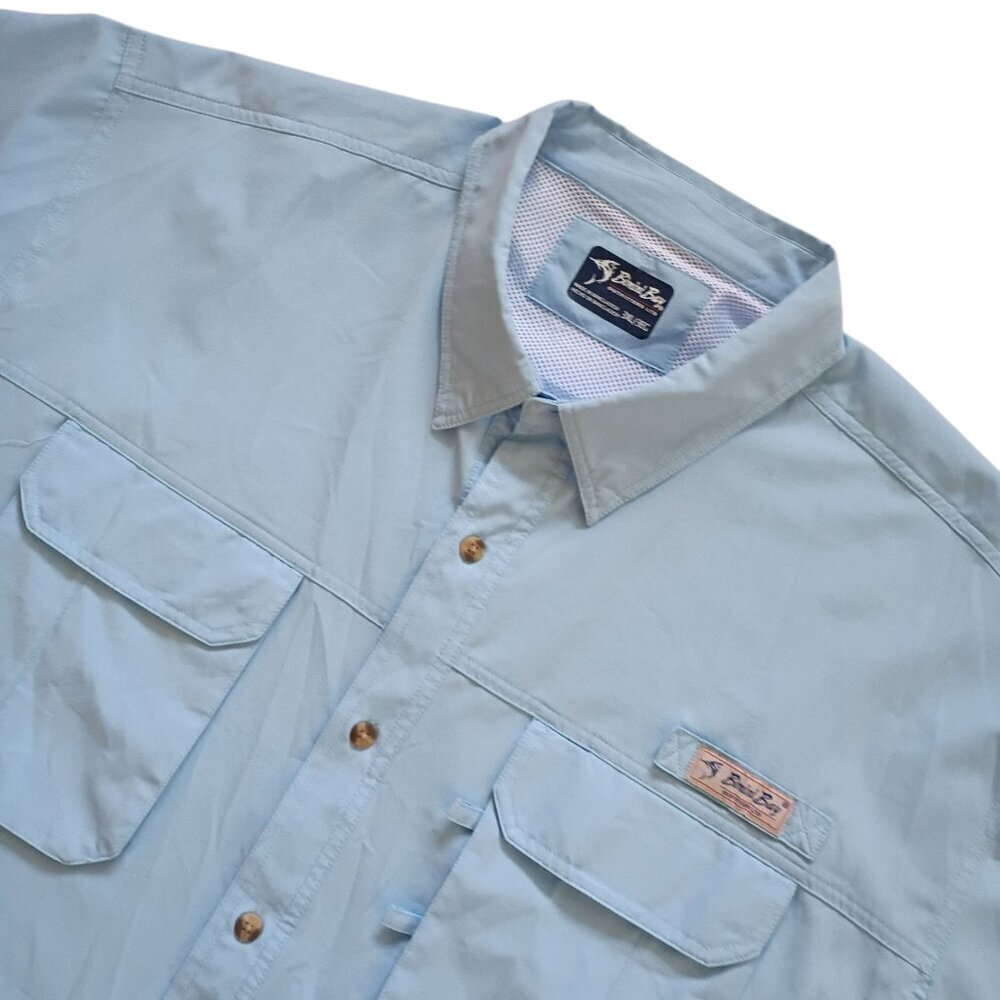 Bimini Bay Men’s 3XL Fishing Light Blue Shirt Short Sleeve Ventilated Back